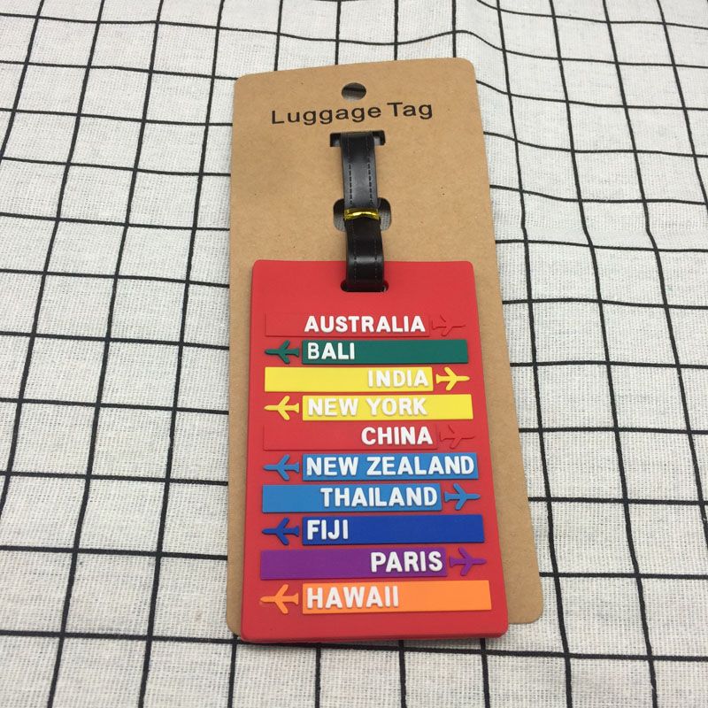 nom de ville dans le monde entier étiquette de bagage en PVC lettres de porte-adresse étiquette de bagages Silicone identifiant accessoires de voyage: 1