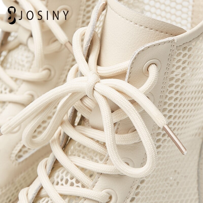 JOSINY – bottes Martin ajourées pour femmes, chaussures de loisirs respirantes, noires, à semelle épaisse