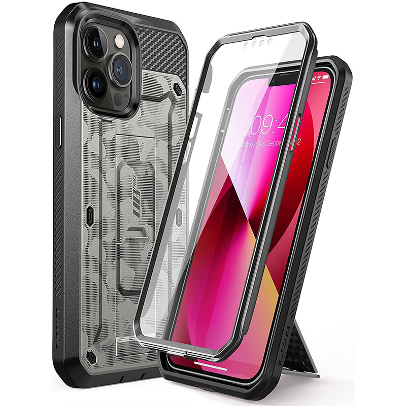 Supcase Voor Iphone 13 Pro Max Case 6.7 &quot;) ub Pro Full-Body Robuuste Holster Cover Met Ingebouwde Screen Protector &amp; Kickstand: CamoGray