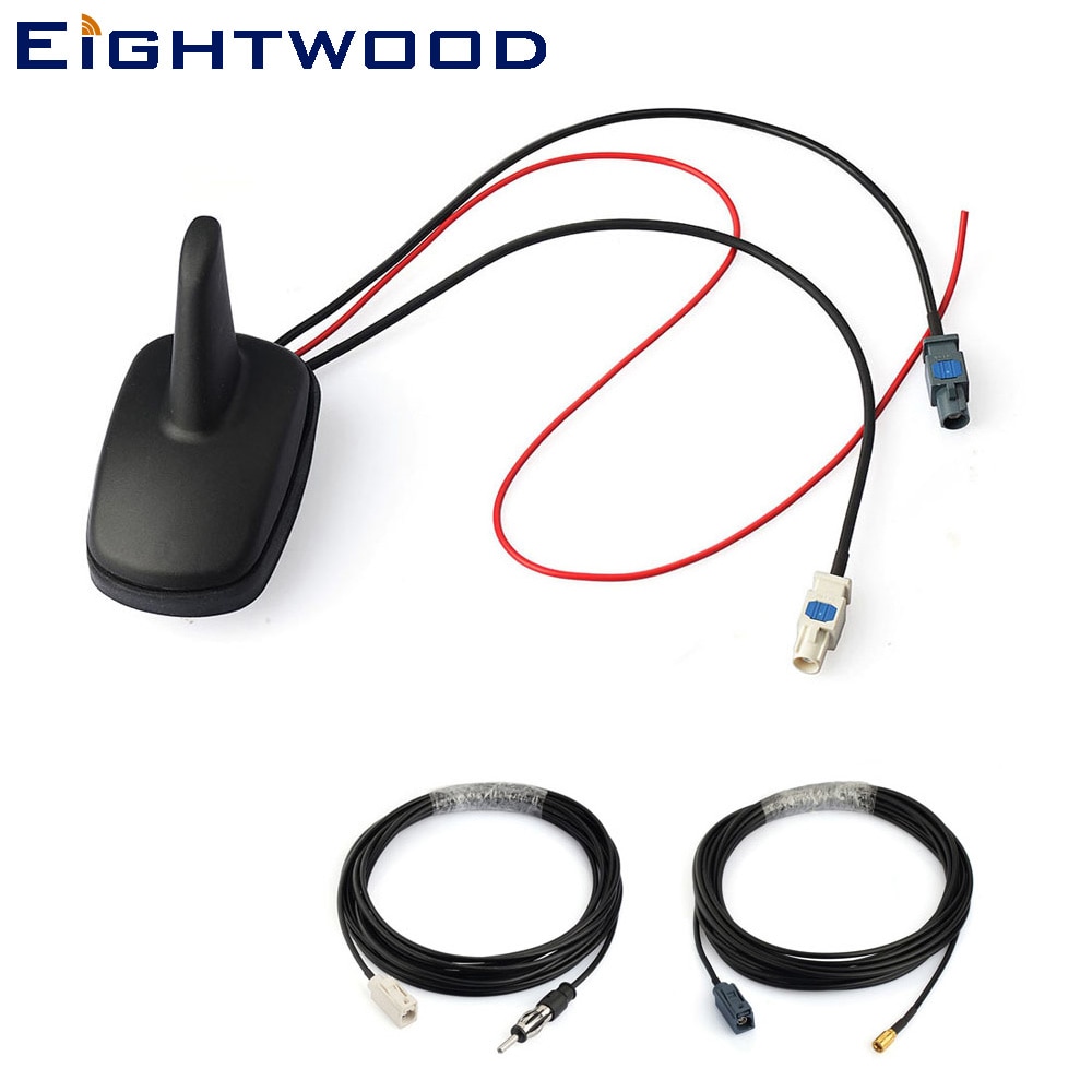 Eightwood Auto DAB + FM Radio Stereo Amplified Antenne Dak Mount Haaienvin SMB Antenne Vervanging Kabel voor Pioneer Sony DAB Kit