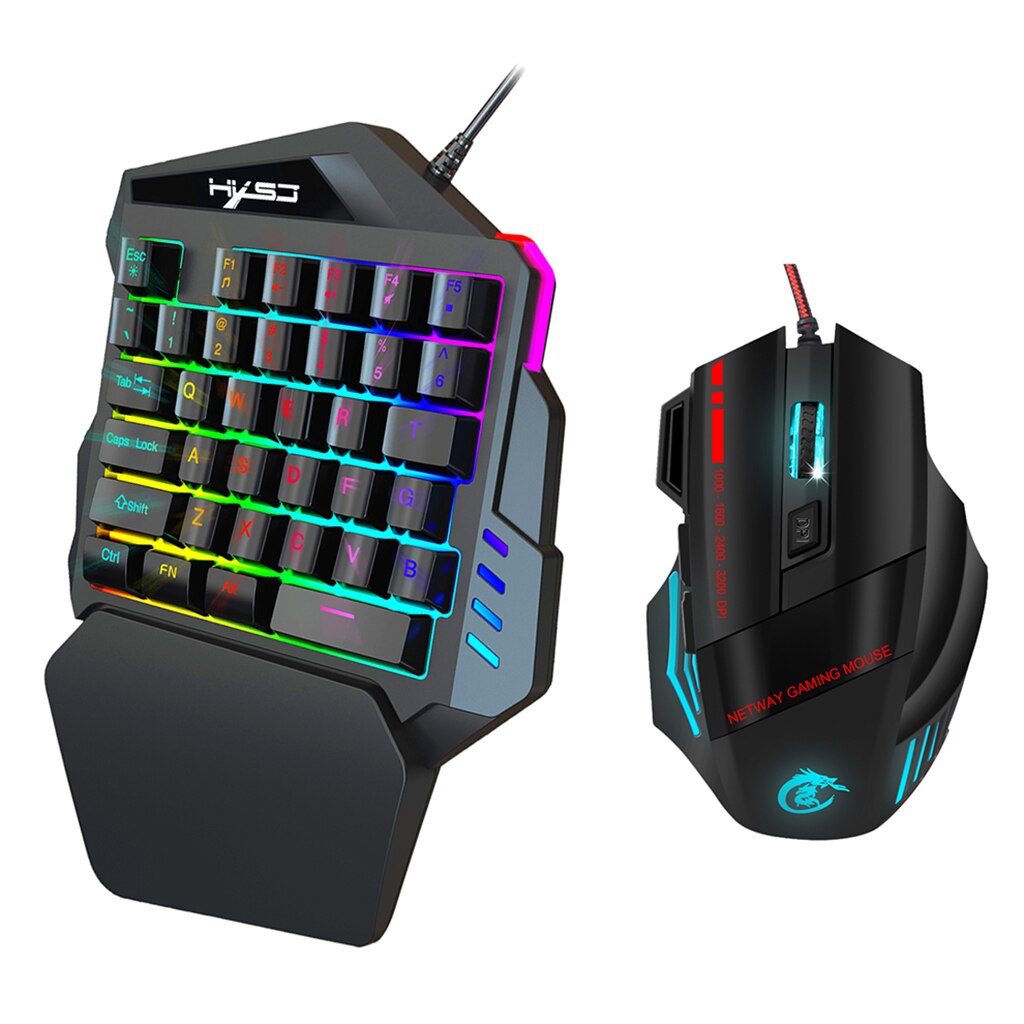 Mini gaming toetsenbord met één hand, muis, combo, usb, bedraad, game, 35 toetsen,  v100+a907 rgb, mechanisch toetsenbord met één linkerhand, polssteun: V100 a907