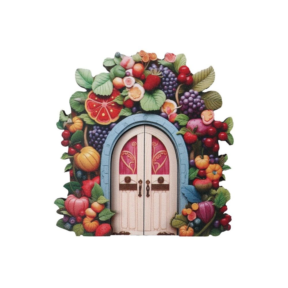 Nuove figurina di porta di gnomo di fata in legno artigianato fatto a mano elfo porta arte statua micro paesaggio Fata giardini porte decorazione del giardino: Kaki scuro