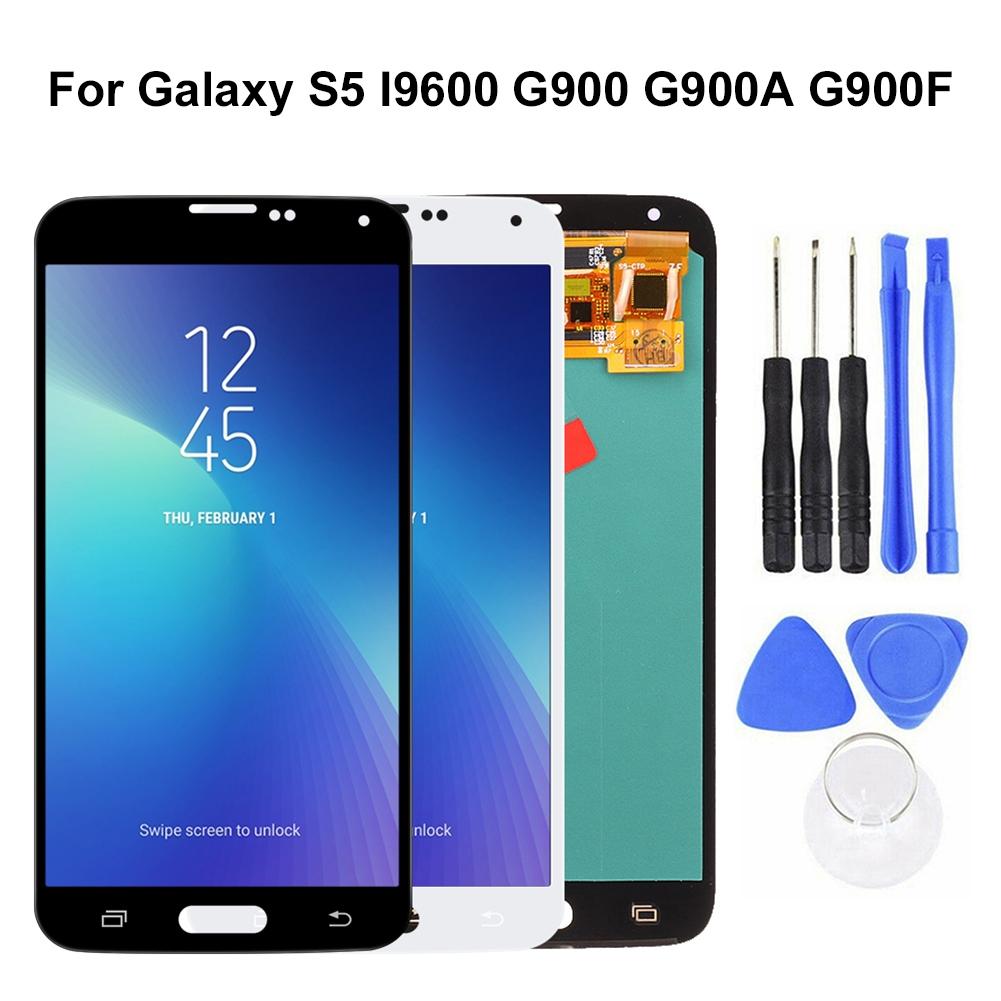 Amoled 5.1 "Voor Samsung Galaxy S5 I9600 G900 G900A G900F Lcd Touch Screen Digitizer Vergadering