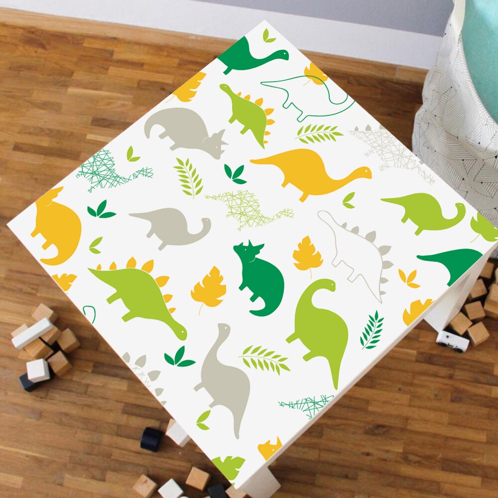 55x55cm Cartoon Dinosaur Tablecloth DIY Home Decor PVC Table Sticker For Kids Room Study Decoration Waterproof Desk Cover Decal
