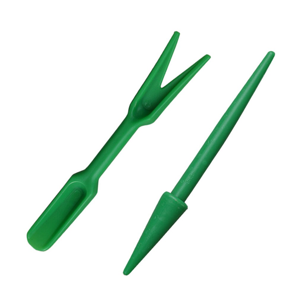 2Pcs Zaaien Vetplanten Transplanteren Zaailingen Teelt Planten Gereedschap Bonsai Meststof Boren Punchers Tuin Planter: Green 14.5cm
