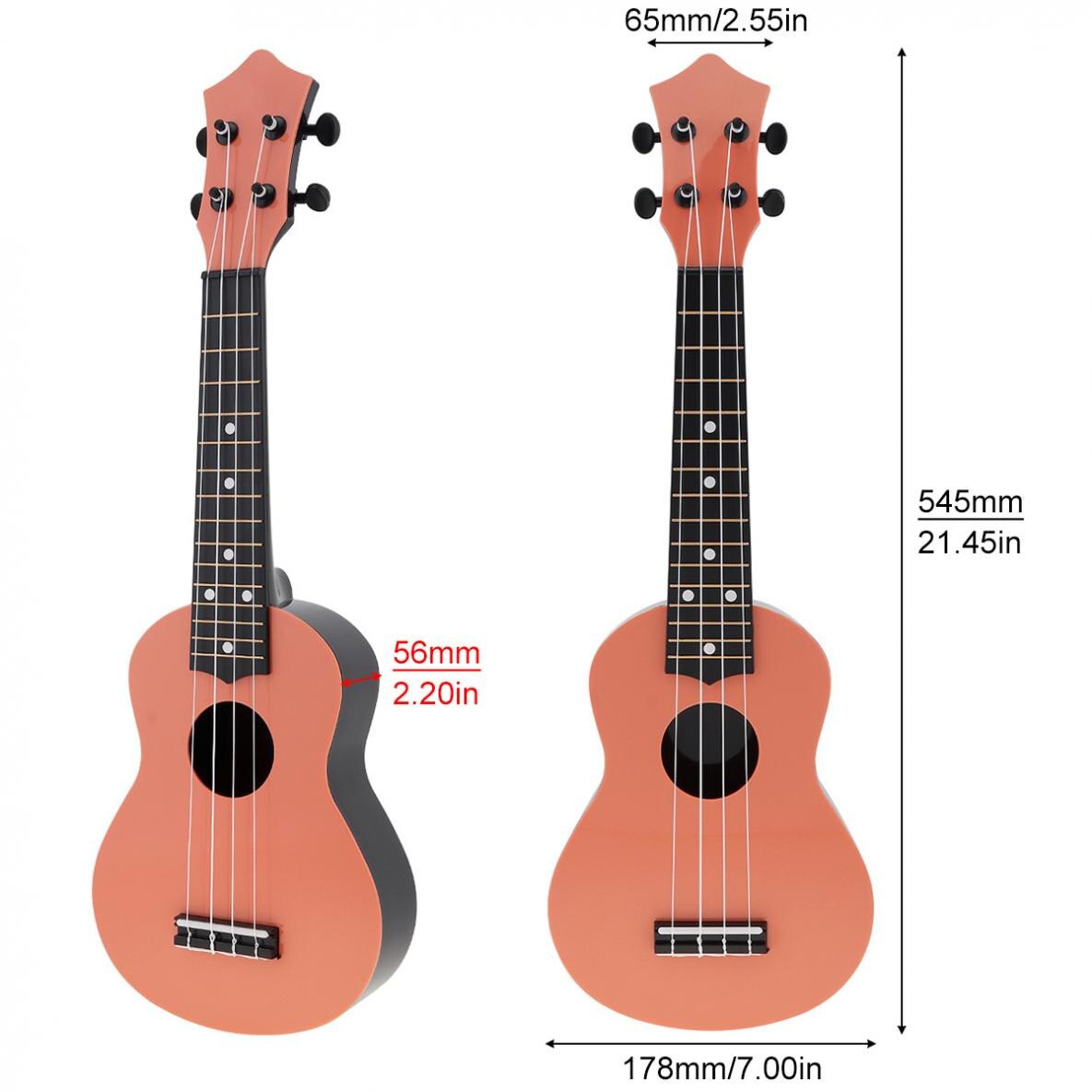 Ukulele soprano colorido de 21 cordas, guitarra havaiana mini instrumento para crianças e iniciante de música