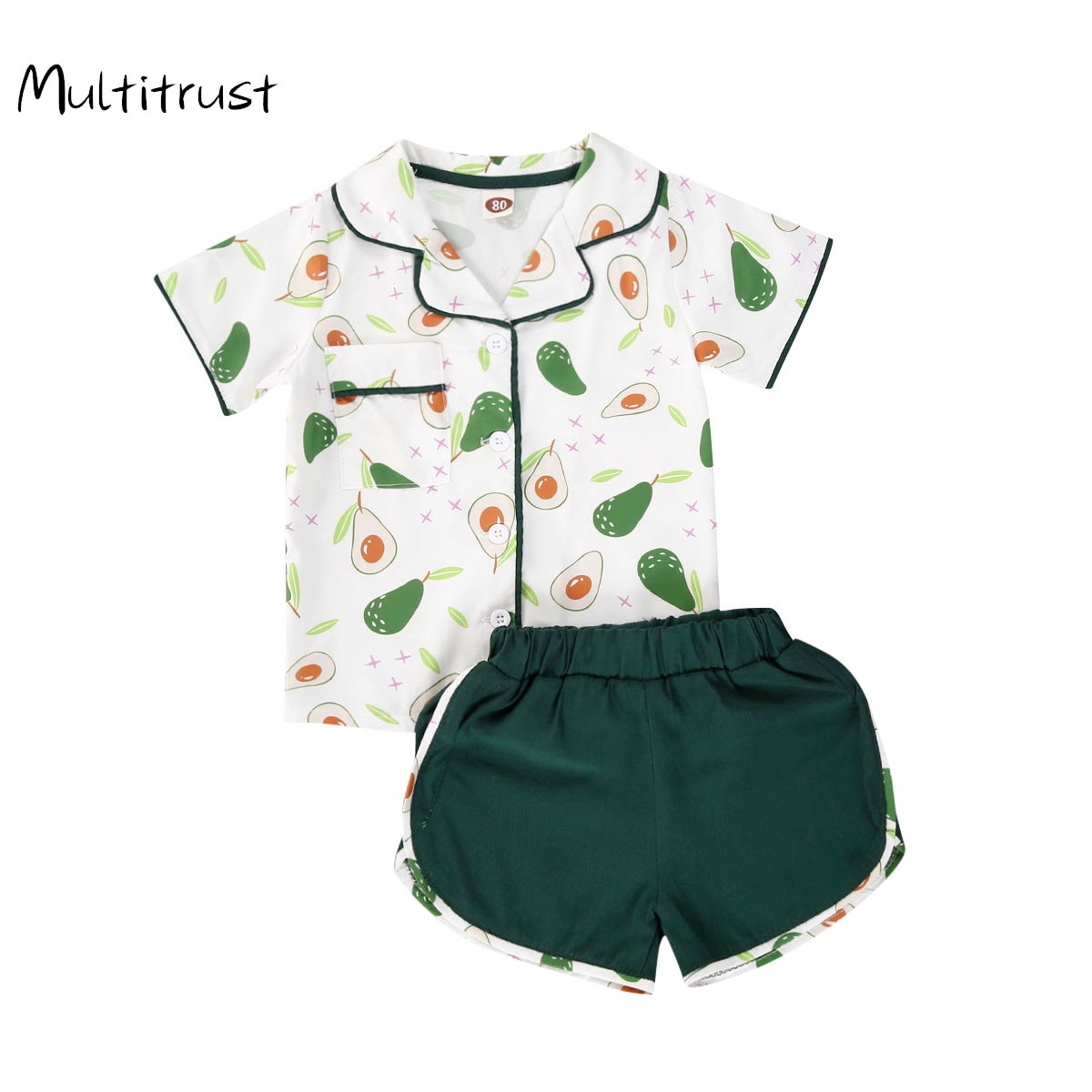 Børn kortærmet nattøj avocado frugt pyjamas baby hjemdragt 2 stk tøj 2-6y børn spædbarn baby drenge piger pyjamas sæt