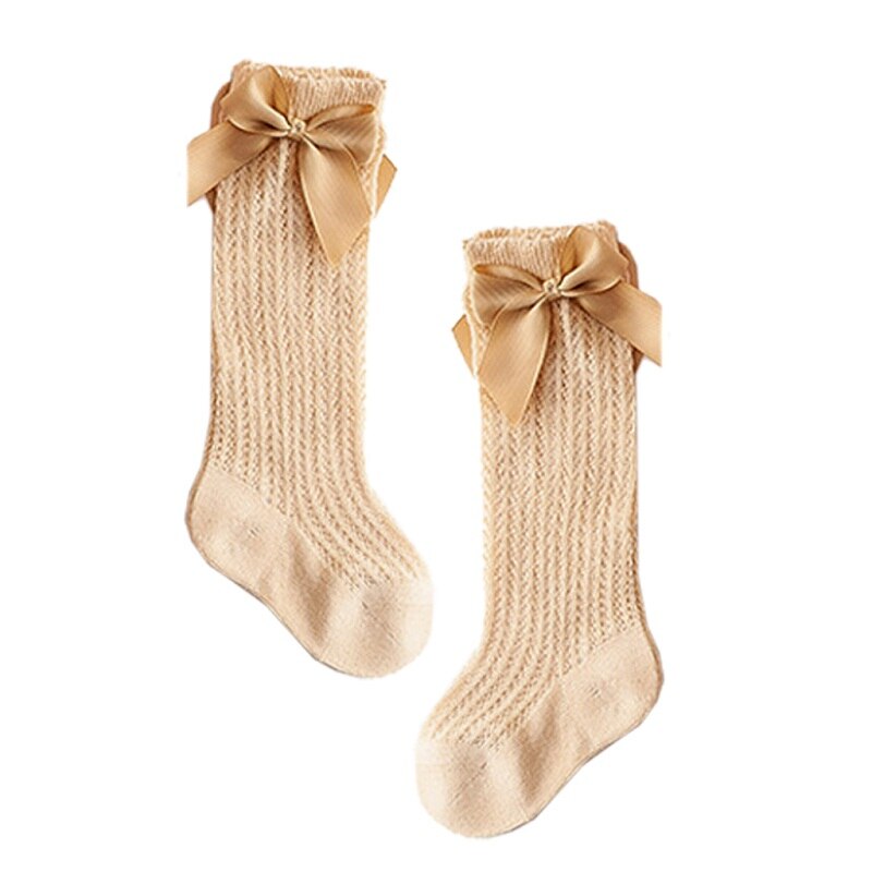Schattige babysokjes met strik, katoenen strikjes, kniekousen voor meisjes, lente zomer, mesh, kinderen, baby, peuter, kniekousen 0-2y: J
