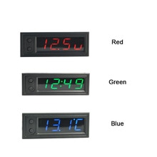 Fabriek Directe Verkoop Rood/Groen/Blauw 12V 3in1 Voertuig Auto Kit Thermometer + Voltmeter + Klok Led digitale Display