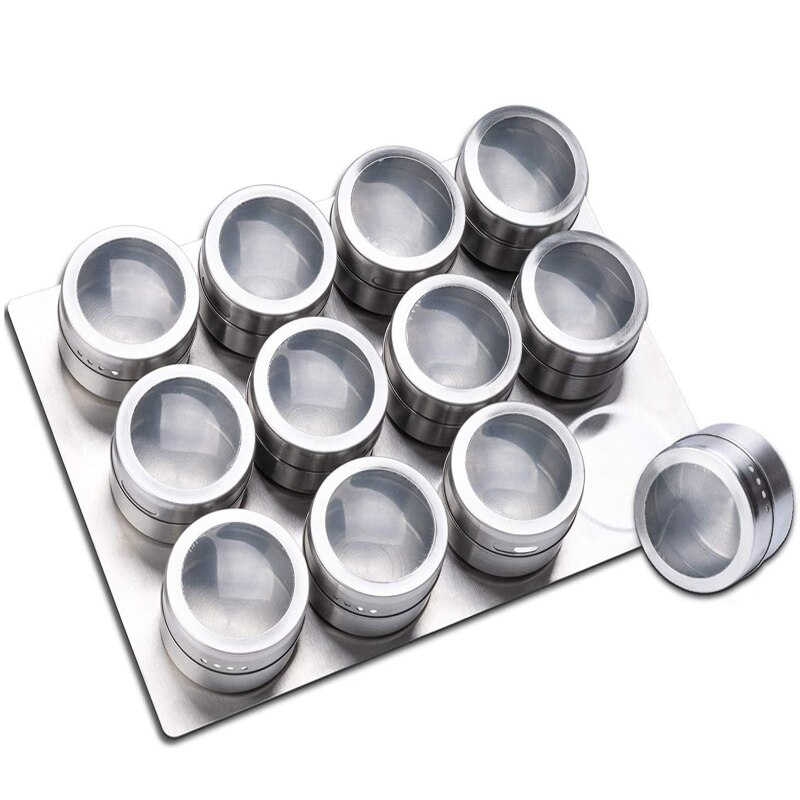 Gougu Magnetische Spice Potten Container Set Met Labels Stickers Pen Kruiden Fles Peper Opslag Gunst Van Elefants: 12pcs base