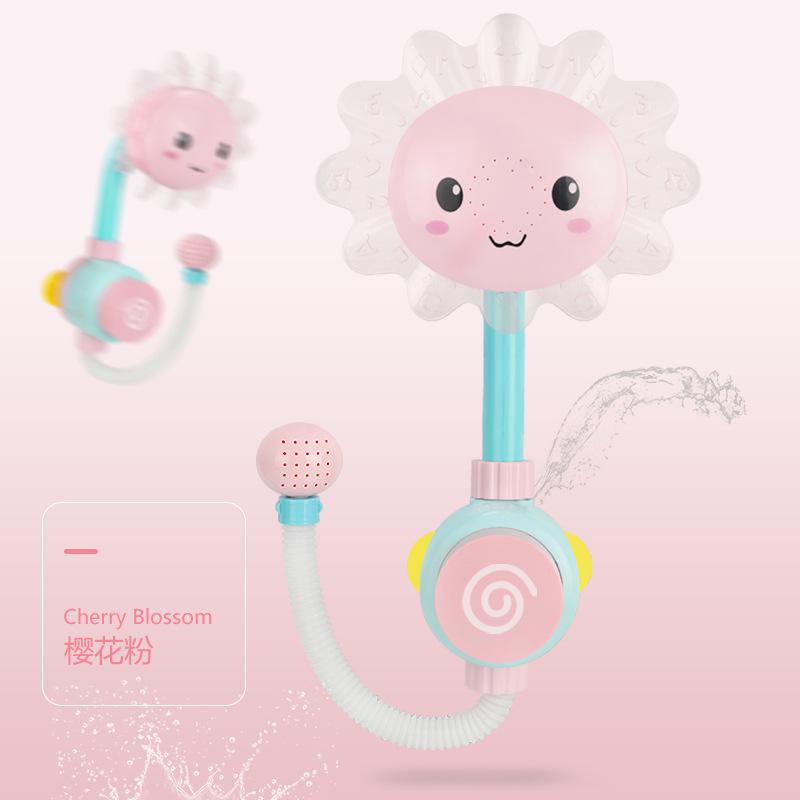 Baby solros badleksak badkar duschar badpipar sugkoppar hopfällbar spray kran leka badrum solblomma vattenleksaker: 1 st rosa