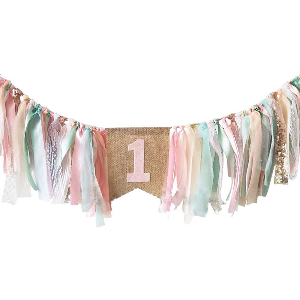 Glücklich Geburtstag Dekoration Geburtstag Mädchen Hohe Stuhl Ein Banner Ersten Geburtstag 1 jahr Geschlecht Offenbaren Party Baby Dusche Dekorationen