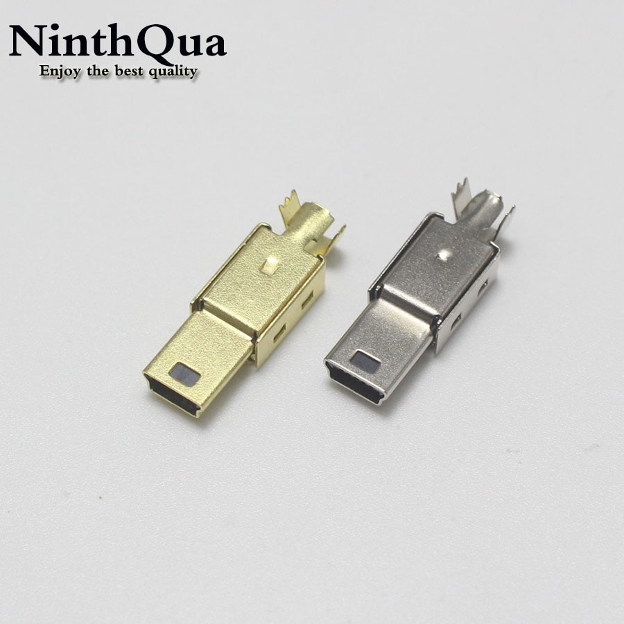 2/5/10Set Mini Usb Male Connector (3 In 1) mannelijke Mini Usb 2.0 5PIN Stopcontact Met Nikkel/Goud Cover Voor Soorten Diy Solderen