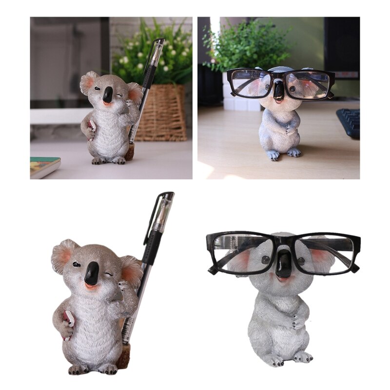 Leuke Koala Beeldjes Glazen Houder Hars Standbeeld Brillen Pen Display Stand R9UF