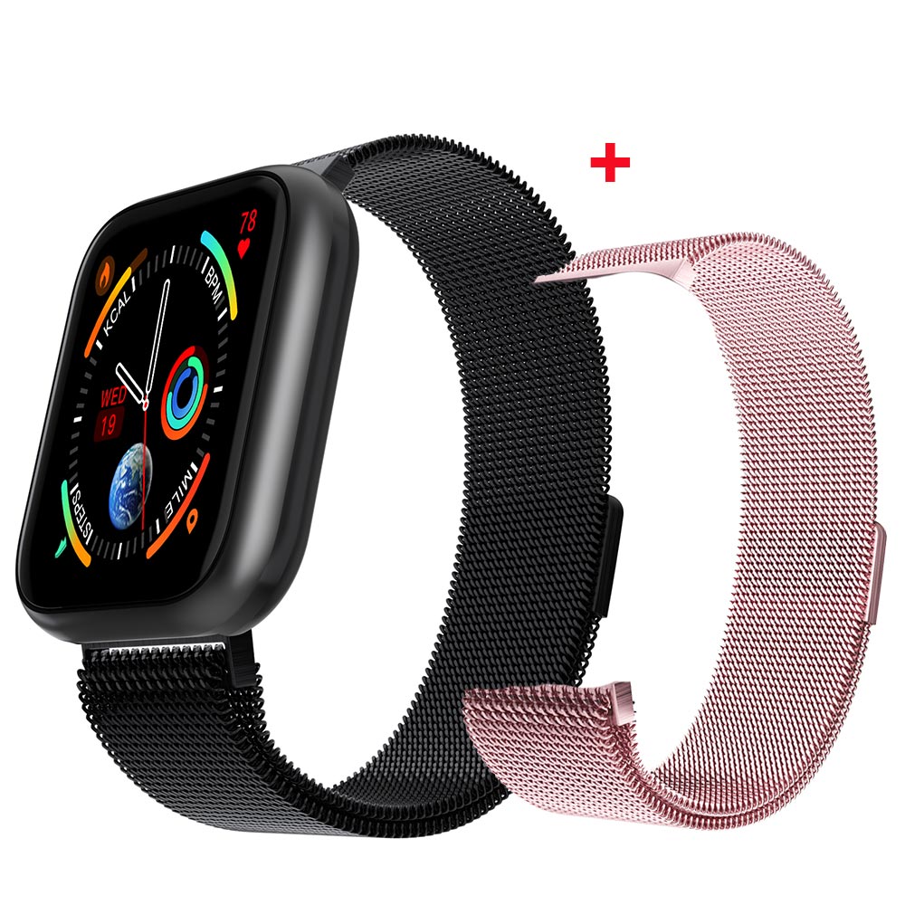 LEMFO Frauen Smart Uhr Wasserdicht Herz Rate Blutdruck Überwachung Schrittzähler Männer Frauen Smartwatch für Android Apple iPhone: extra pink strap 2