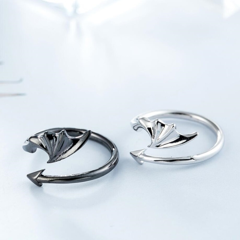Sole Memory Devil Wings, bonito carácter de personalidad, Plata de Ley 925, anillos de apertura de tamaño variable para mujer, SRI268