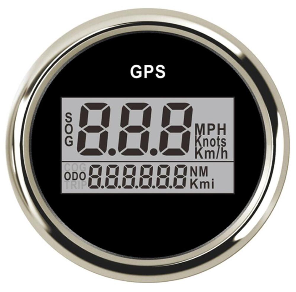 1 dispositivo de velocímetro GPS de 52mm 0-999 km/h nudos MPH odómetros digitales de automóvil 9-32V para barco automático con antena negro blanco
