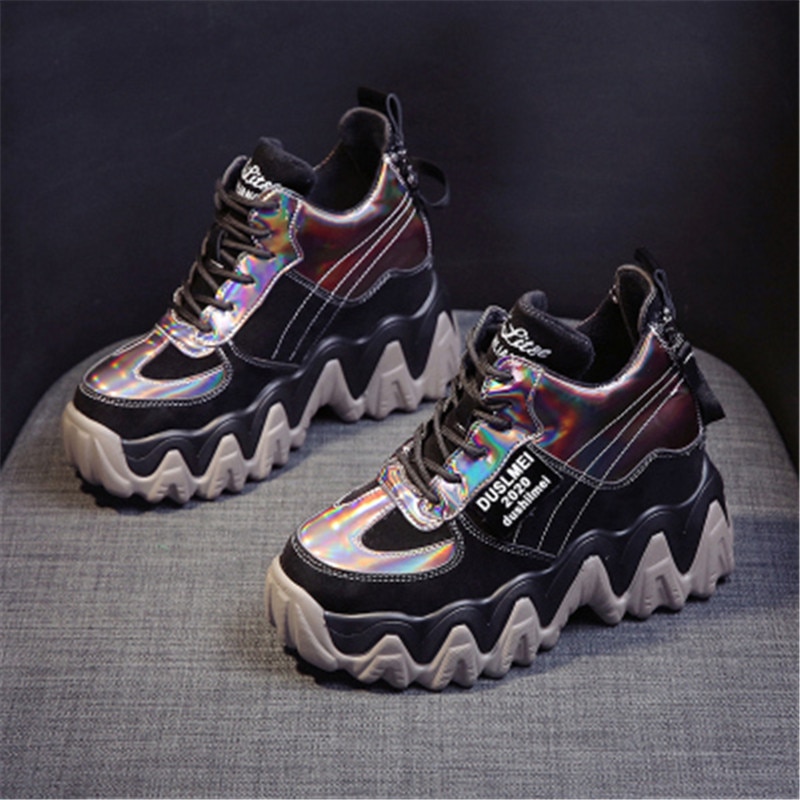 Dam chunky sneakers tjock nederdel sneakers dam kilklack dam läder sport pappa skor fritidsskor 7cm