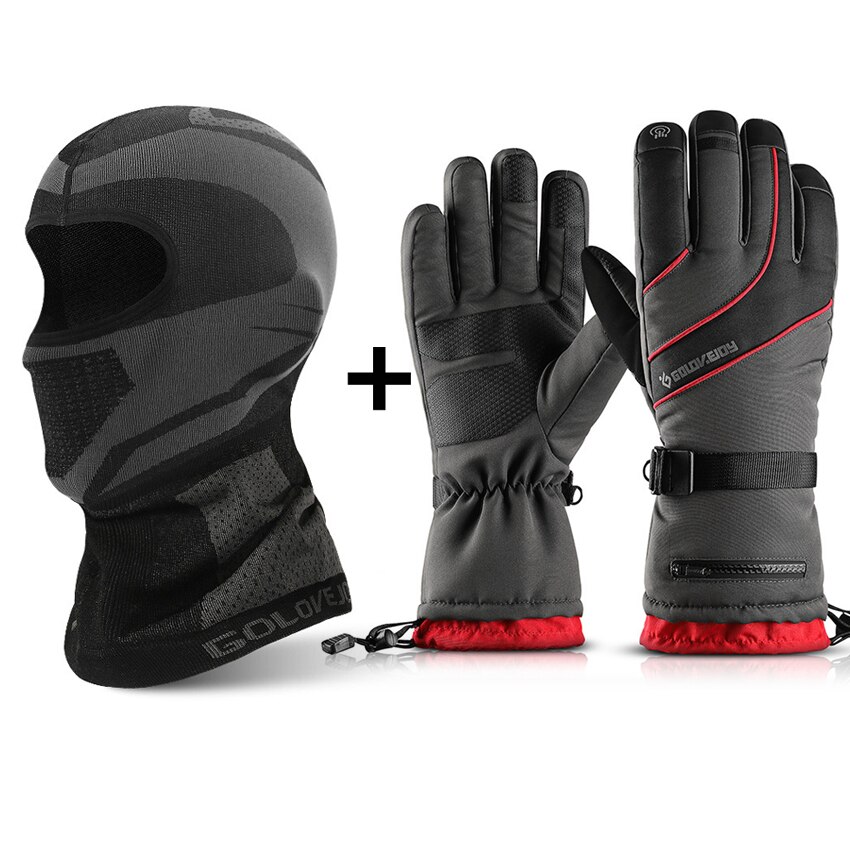 Winter dikke heren handschoenen vierlaags ski warme handschoenen duurzaam waterdicht winddicht antislip fluwelen handschoenen voor heren ritsvak: Winterset b / M palmbreedte 8.5-9.5cm