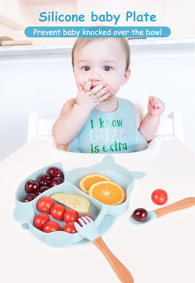 Juego de vajilla de silicona para bebé, platos de grado alimenticio, forma de Animal, plato para niños, sin BPA, antideslizante, 5 unids/set