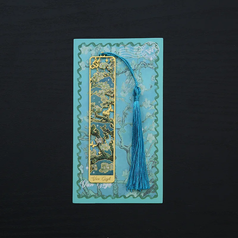 Marcapáginas de Metal hueco, exquisitos marcos de libros rectangulares, paisaje, flor, pintura al óleo, estilo, papelería de lectura para estudiantes y niños: Rosa