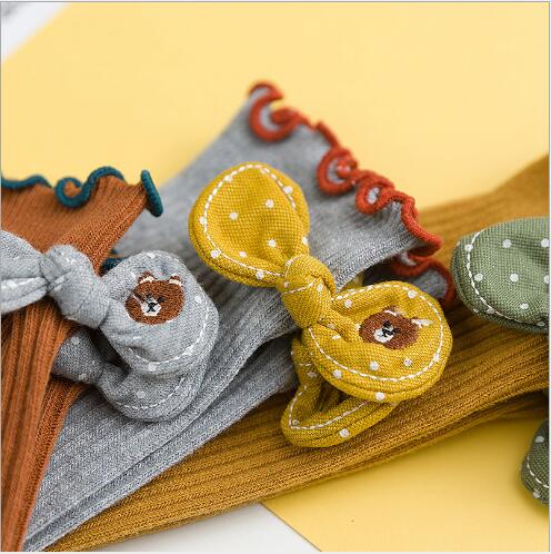 1-10Year Autunno e di inverno nuovi bambini calzino di orecchio di legno senza etero ragazze accatastati arco delle ragazze dei bambini calzini