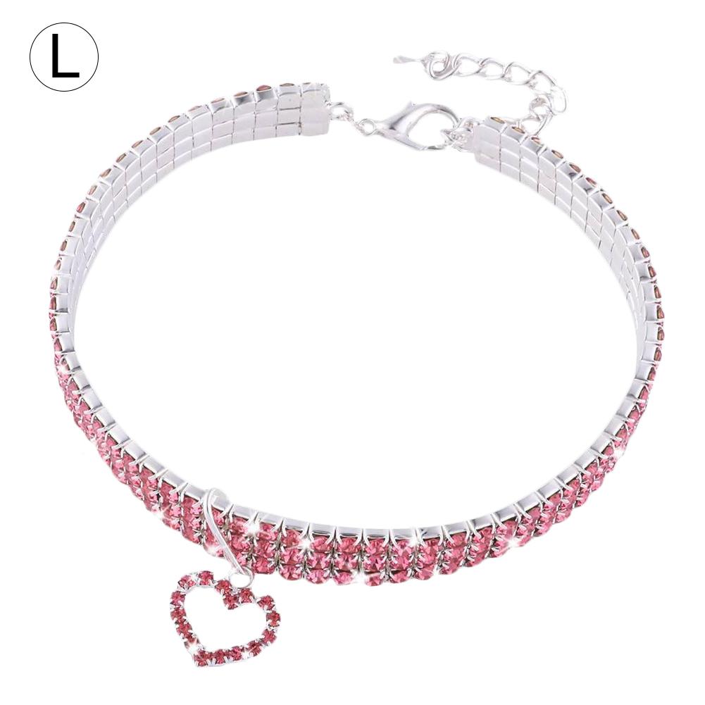 Prachtige bling kristallen hondenhalsband met diamant puppy, glimmende, volledige strass ketting, halsbanden voor kleine honden, benodigdheden: Roze / 25cm