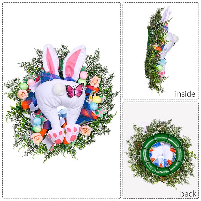 Easter Decoration Bunny Garland Easter Rabbit Wreath Front Door Decorations Craft Supplies Cartoon Bunny Shaped Ornament: Default Title