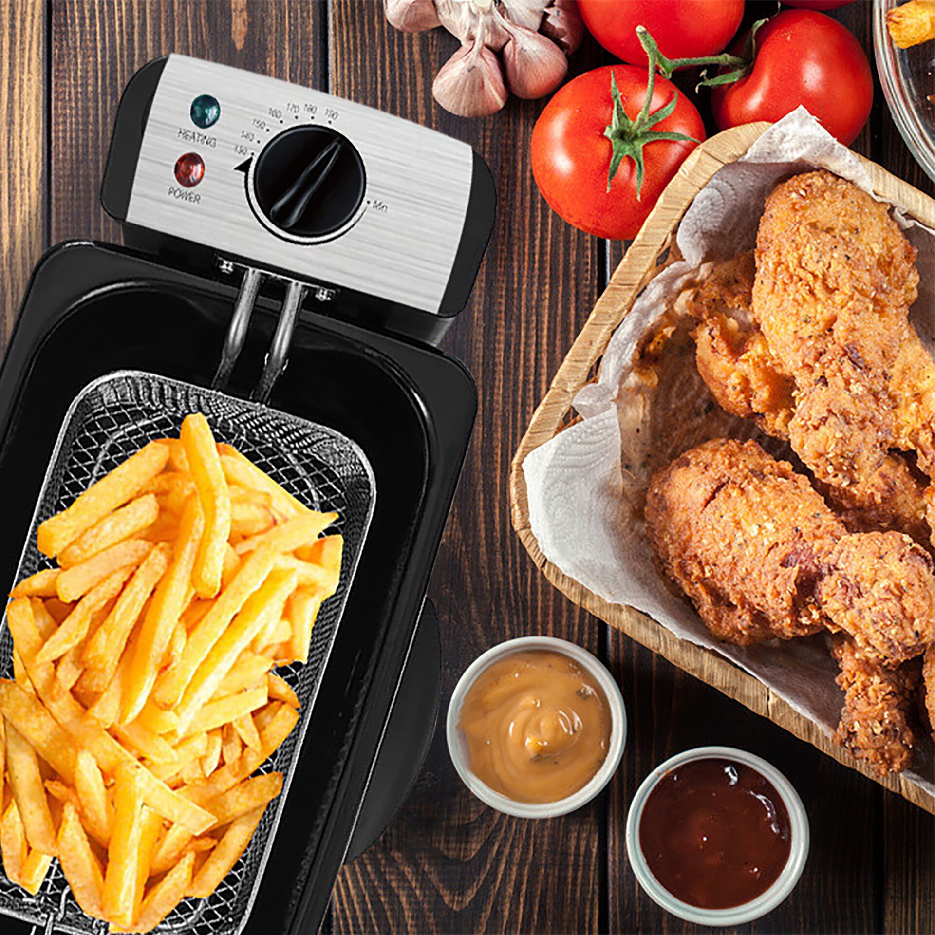 Electric Deep Fryer 3L French Frie Frying Machine Oven Pot Fried Chicken Grill Adjustable Thermostat Kitchen Cooking
