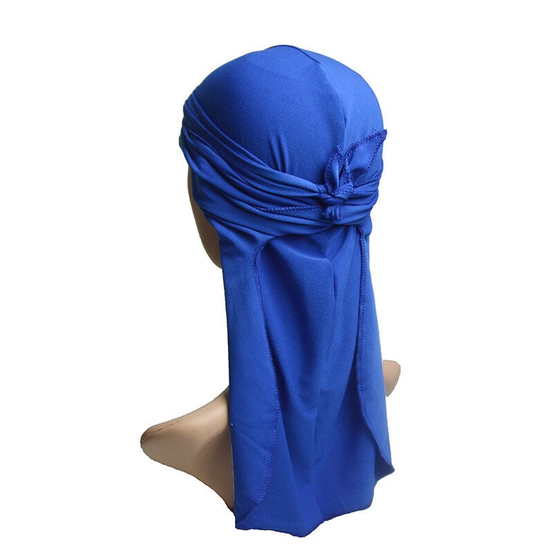 1pc mænds pandebånd elastisk fest lang blød justerbar biker hoved wrap kraniet cap spandex 6 farver behagelig: Safirblå