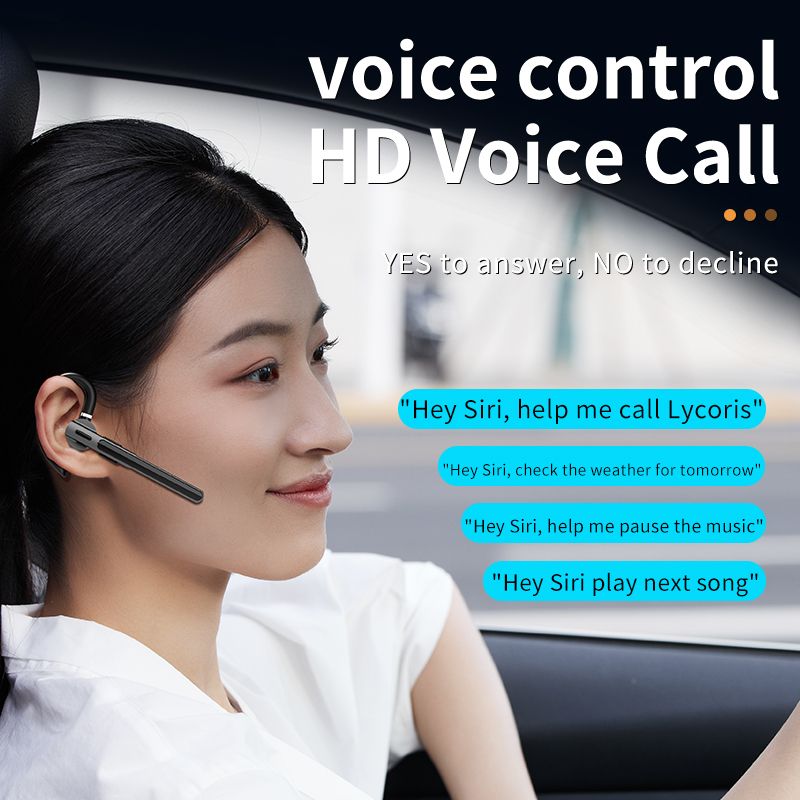 Trådlösa bluetooth-hörlurar med 5.3 enkla hörlurar och hd-mikrofon, stereoheadset, handsfree-samtal, affärshörlurar för sport, bilkörning och resor