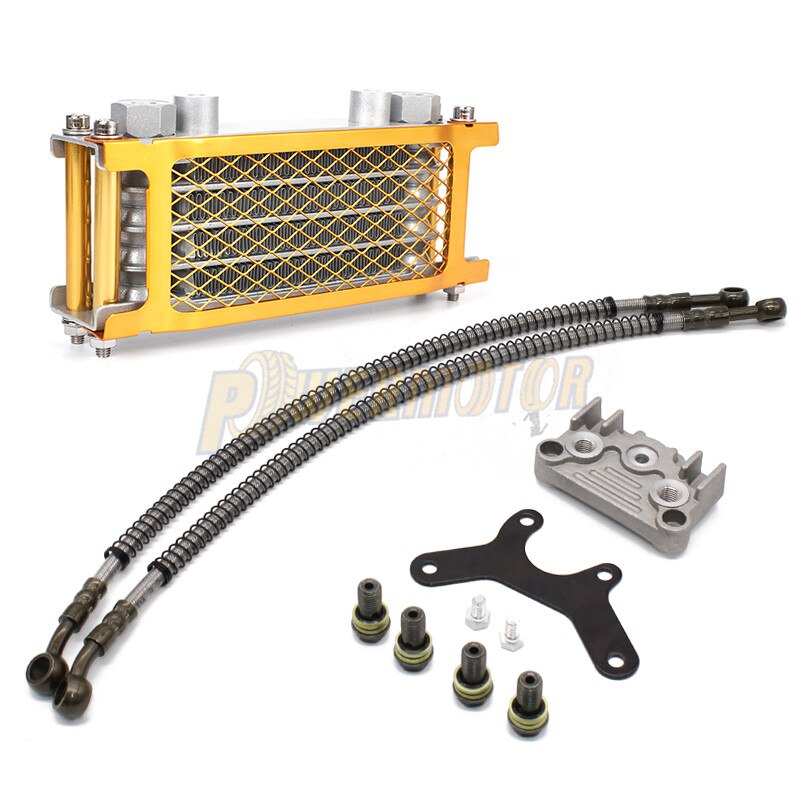 Radiateur de refroidissement d'huile pour moto, kit de refroidissement d'huile pour Dirt Bike, Monkey, DAX, Pocket Bike, moteur ATV, 50, 70, 90, 110, 125 et 140cc: Gold-125cc-140cc