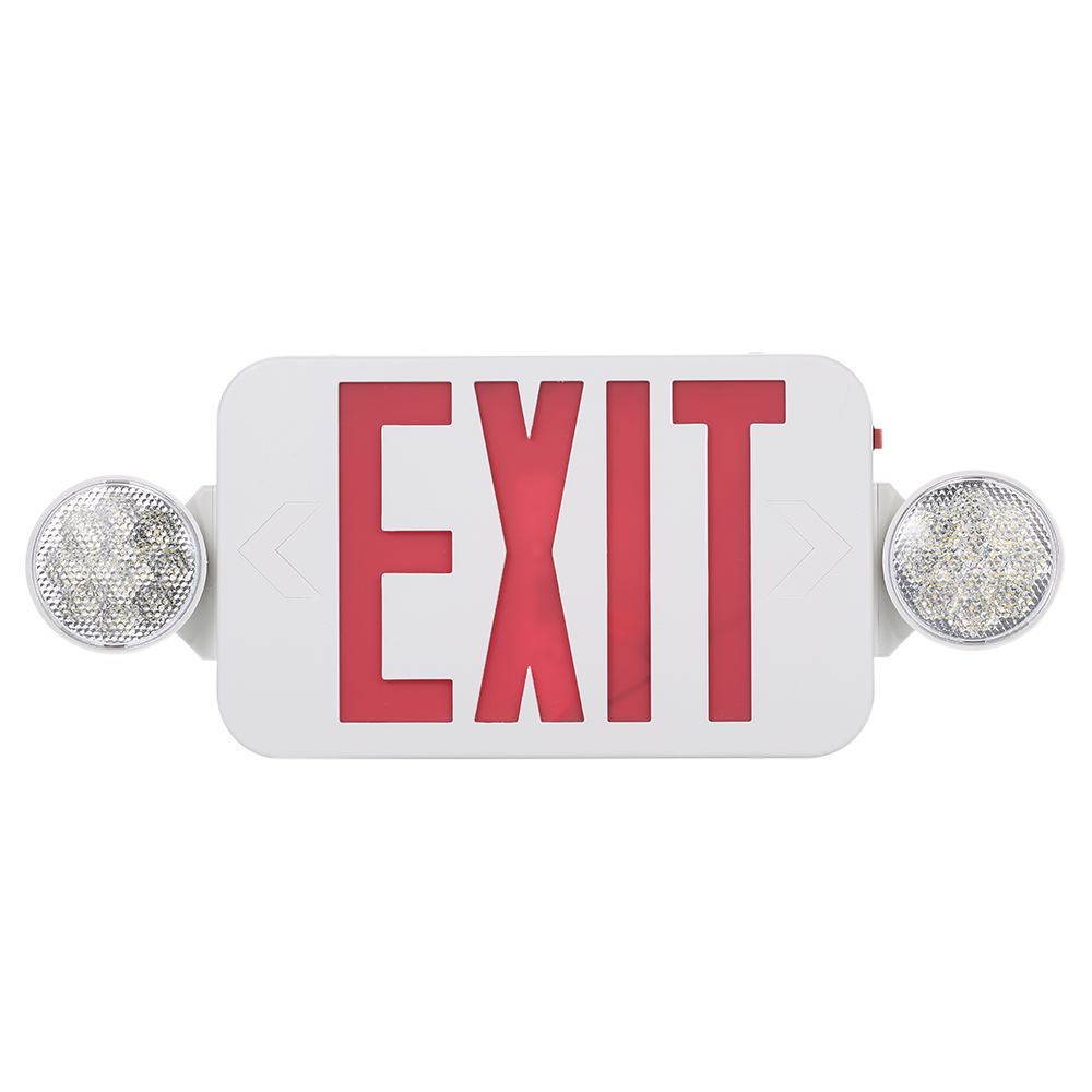 Red Exit Sign LEDs Emergency Light with Adjustable Two Head Backup Batterys Wall Ceiling Mount for Stairway Hallway Room: Default Title