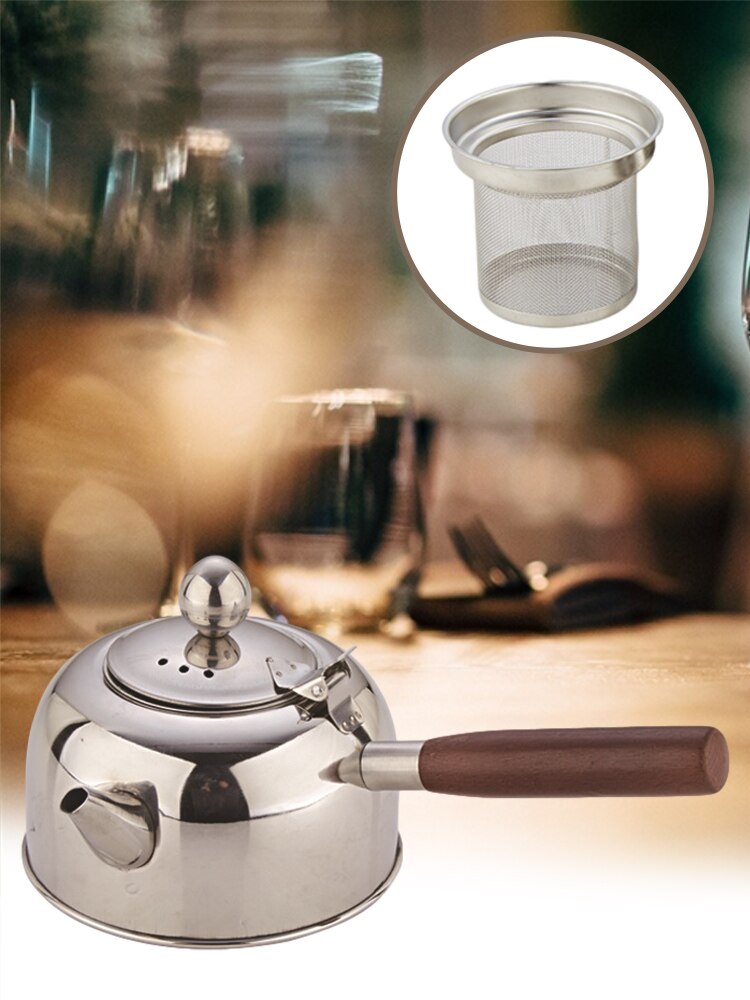 Tea Kettle Stainless Steel Wooden Handle Tea Pot Boiling Water Bottle Coffee Kitchen Stovetop Induction Drinkware For Gas Stove