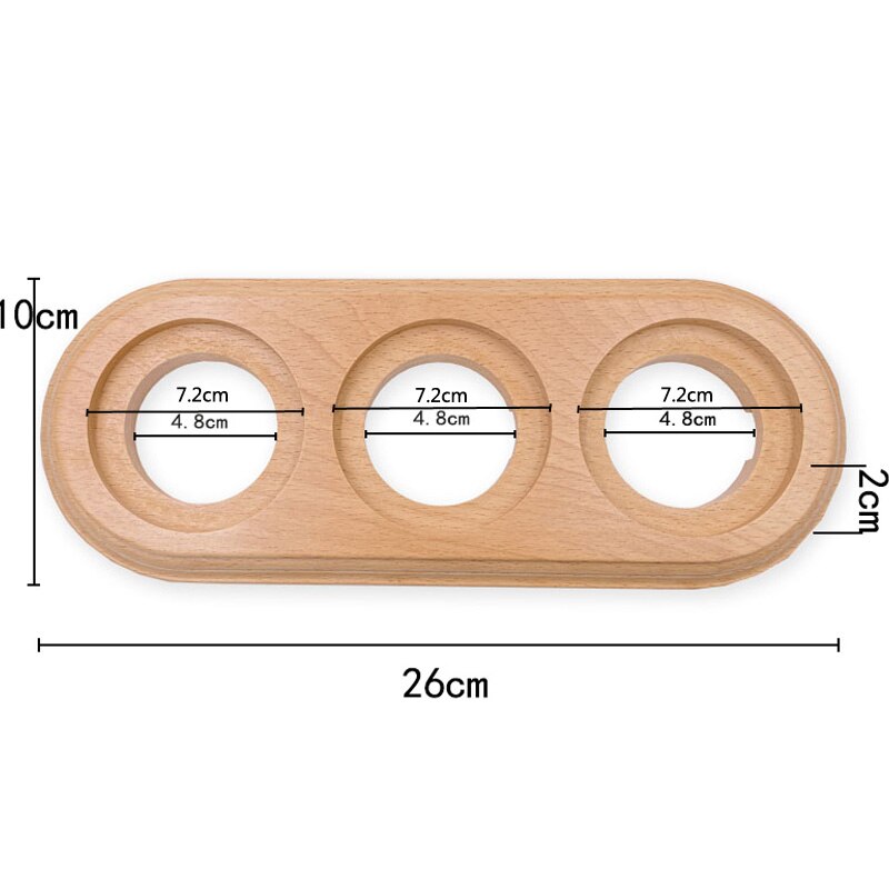 Retro Switch Socket Wooden Base EU Socket 1-3 Gang Wooden Base Brown Primary Wood Color Switch Accessories Hole Diameter 72mm: 3-Gang Primary Color