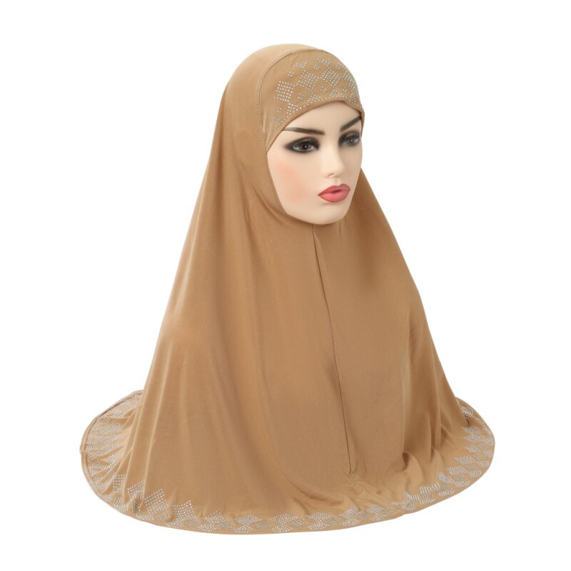 Al Amira – Hijab instantané arabe 1 pièce pour femmes musulmanes, châles, écharpe enveloppante, Turban de prière, prêt à porter, Khimar: LightKhaki