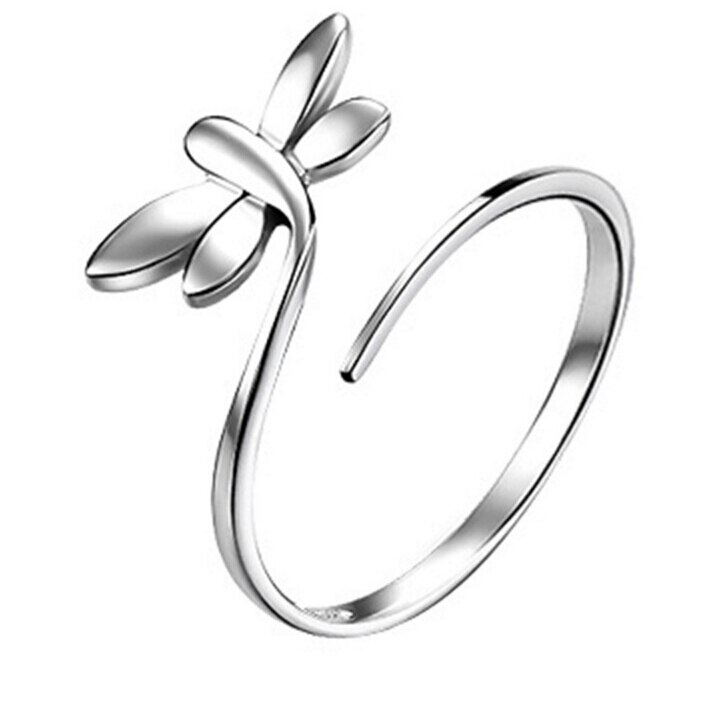 Anenjery Zilver Kleur Libellen Opening Ring Mode Vrouwelijke Modellen Leuke Kind Ring Sieraden S-R25