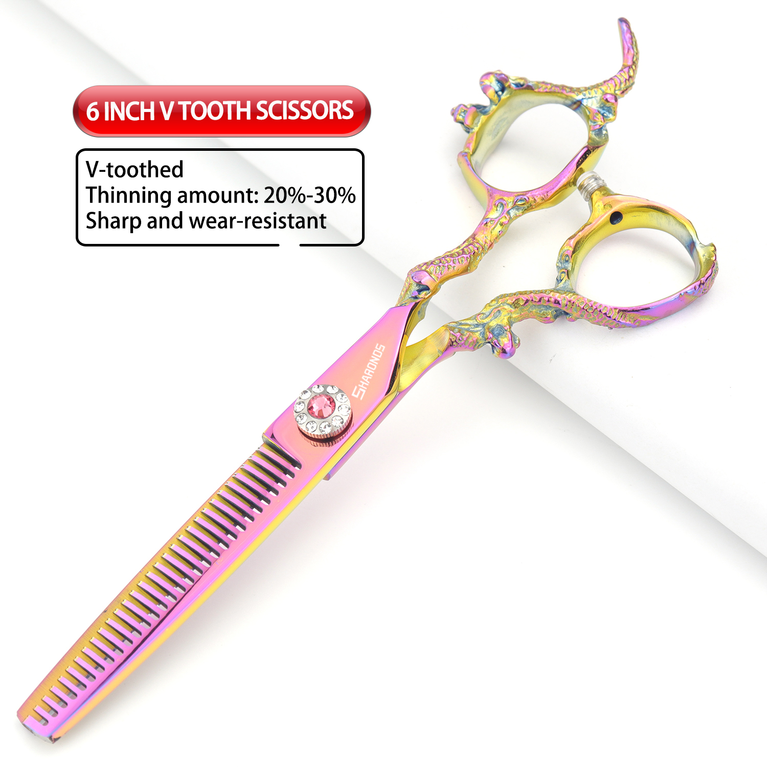 Tijeras de peluquero de 6 pulgadas y 7 pulgadas, tijeras profesionales japonesas de peluquería de acero 440C, herramientas de corte de adelgazamiento de cabello negro puro: Verde claro