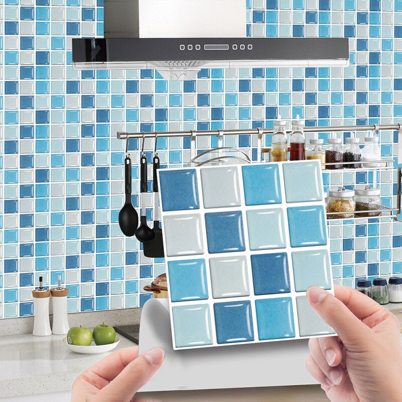 Azulejos de Gel mágicos para cocina y baño, baldosas de mosaico autoadhesivas, papel tapiz de cristal de ladrillo contra salpicaduras, 10 Uds.