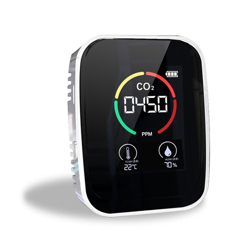Medidor de CO2 multifuncional 5 en 1 / 3 en 1, medidor Digital de temperatura y humedad, Monitor de del aire, Detector de dióxido de carbono TVOC HCHO: 3 in 1 White