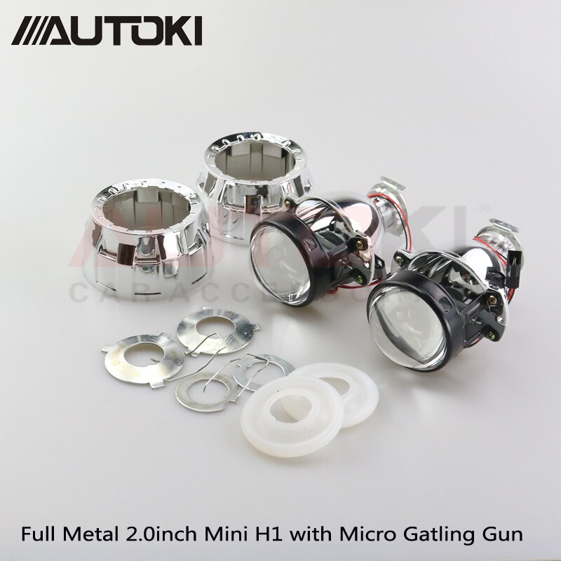 2 unids/lote Autoki LHD/RHD 1,8/2,0 pulgadas H1 Mini lente de proyector bi-xenón + cubierta para faros de coche H4 H7 9005 9006