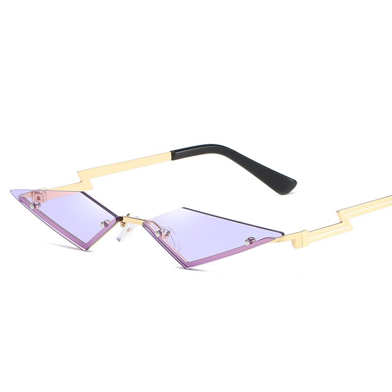 gafas de sol de ojo de gato para mujer, gafas de sol sin montura de Metal Vintage, gafas de sol de de para mujer, gafas triangulares UV400