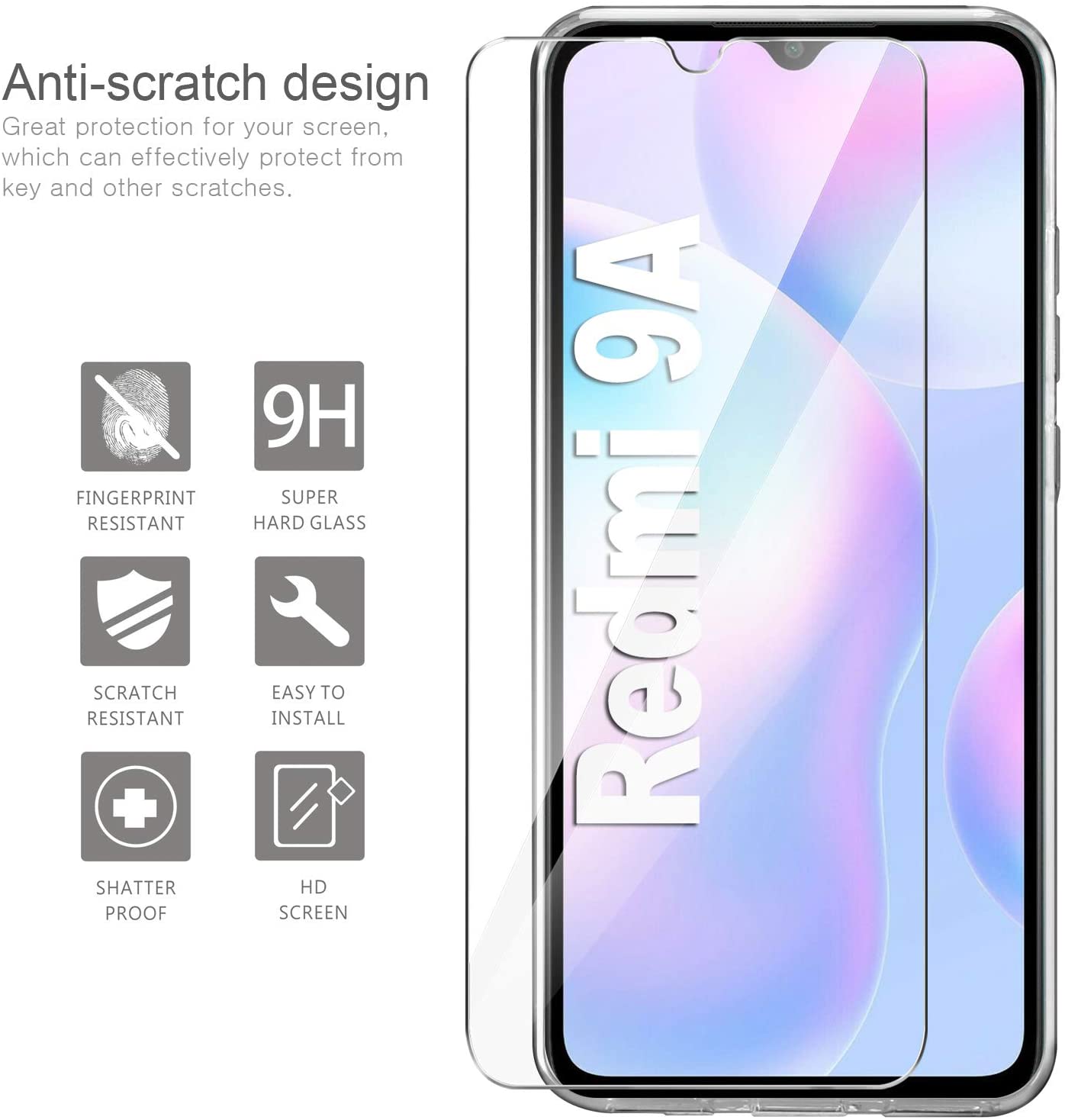 Para Redmi 9A vidrio Protector para Xiaomi Redmi 9A Protector de vidrio para Xiomi Redme 9A para Redmi9A 9 A A9 cubierta de película de pantalla