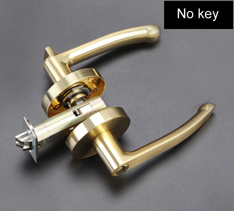 Enkeltbolt håndtag lås, til toiletbadeværelset soveværelse, med nøgle eller ingen nøgle, sort guldfarve, nem installation, dørbeslag: Guld ingen nøgle