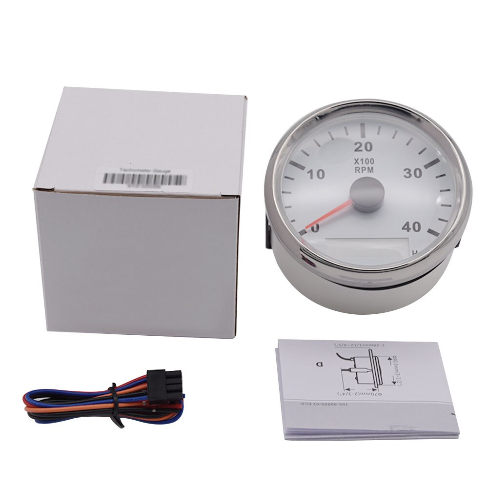 Tachymètre étanche pour bateau | 85mm rpm mètre avec sabot LCD 4000/6000/8000 RPM Tacho mètre avec rétro-éclairage rouge 12V 24V