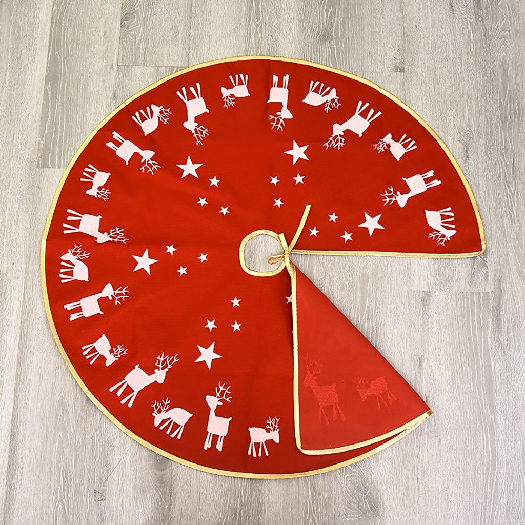 Adorno de Navidad Lino estampado cerveza árbol de Navidad decoración de falda roja redonda para Año Hogar vacaciones decoración de