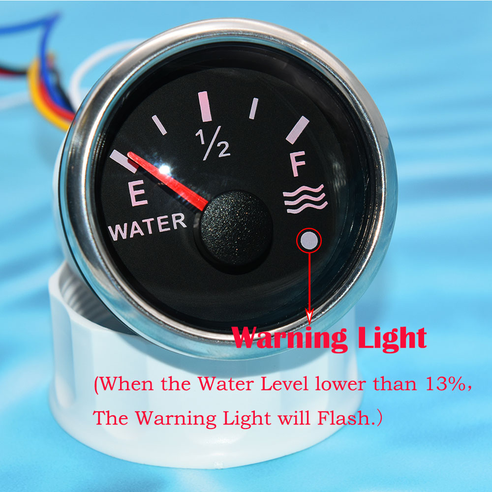 52mm Water Level Gauge with Warning Light For Water Level Sensor 100MM 125MM 150MM 200MM 300MM 400MM 0-190ohm Water Sender Unit