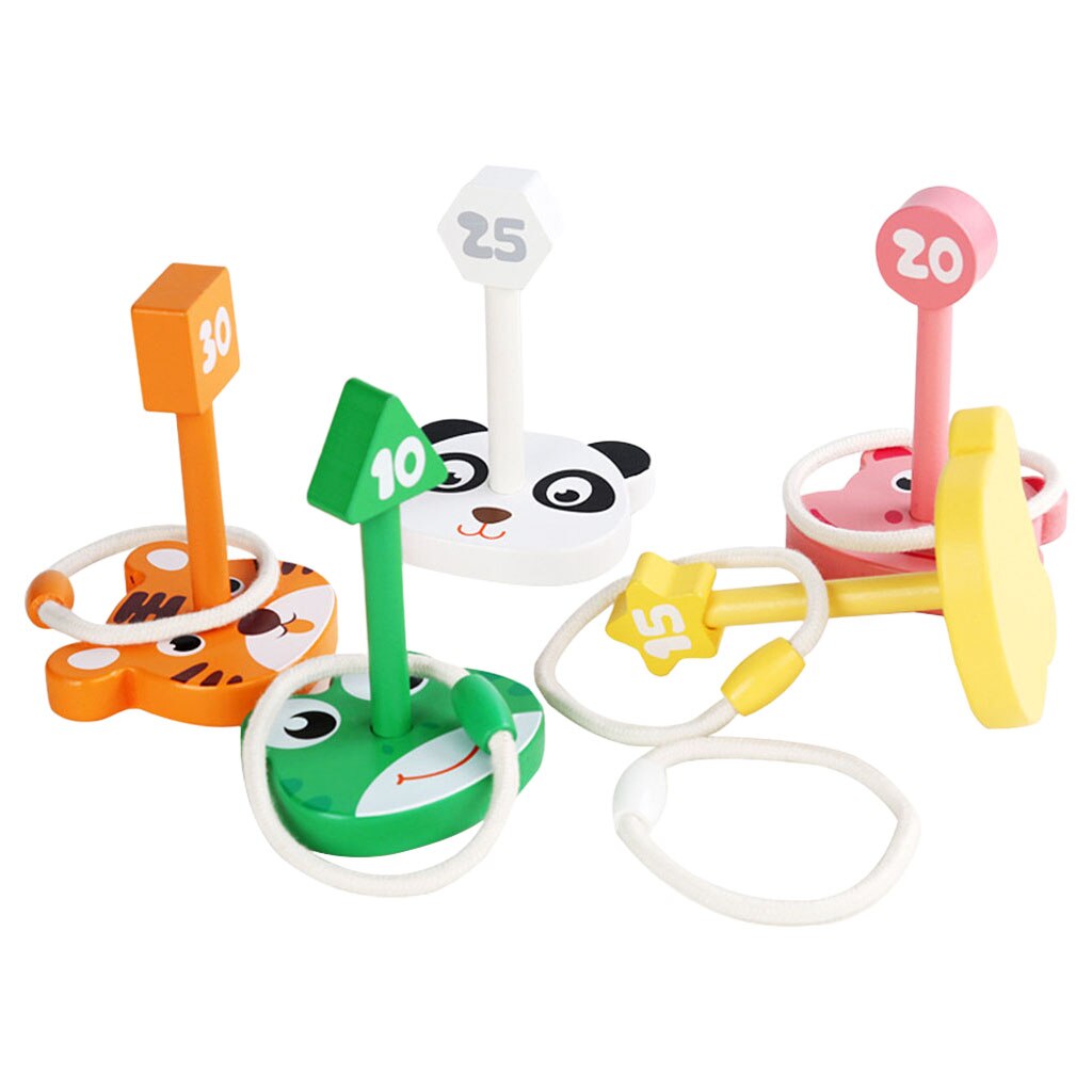 Animali in legno Ring Toss gioco giocattoli per bambini/bambini sviluppo di abilità automobilistiche