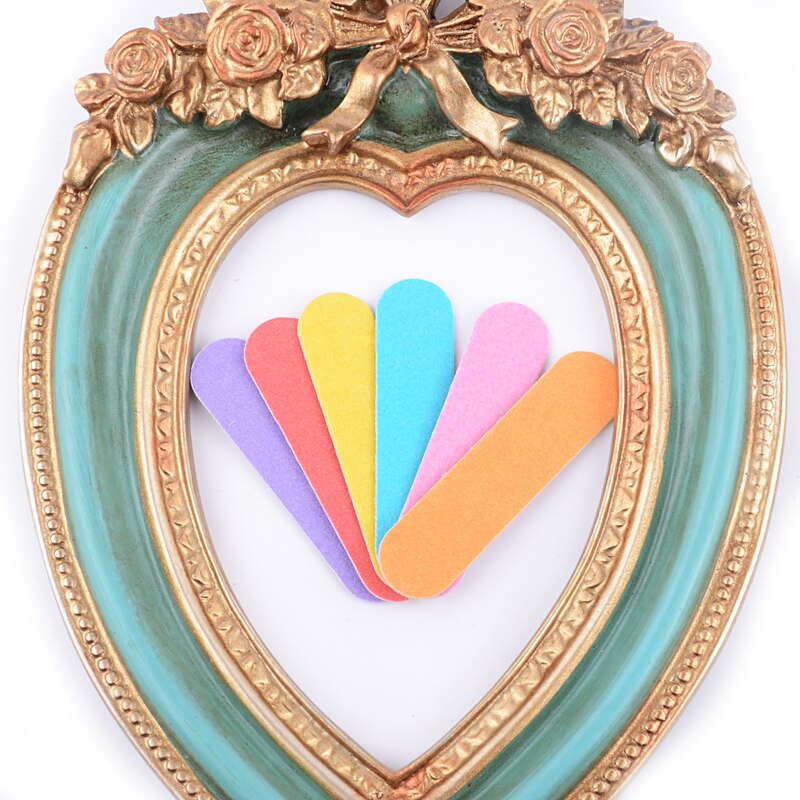 50PCS/lot Mixed Colorful Mini Wood Nail File Sanding Files Buffing Nail Double Sided Stick Manicure Care Art Tools