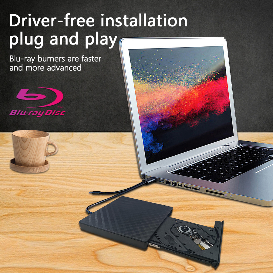 2 in 1 USB 3,0 Typ C schlanke externe DVD RW CD Writer Drive Brenner Reader Player optische Laufwerke für Laptop PC tragbare DVD-Brenner